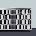 Modern Multi Storey Building Facade Design With White Exterior And Black Windows 3d model
