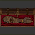 Open Wooden Chest With Red Velvet Lining Brass Hardware And Mechanical Arm