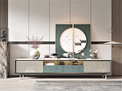 New Chinese TV Cabinet Jewelry Ornaments Decorative Painting 3d model