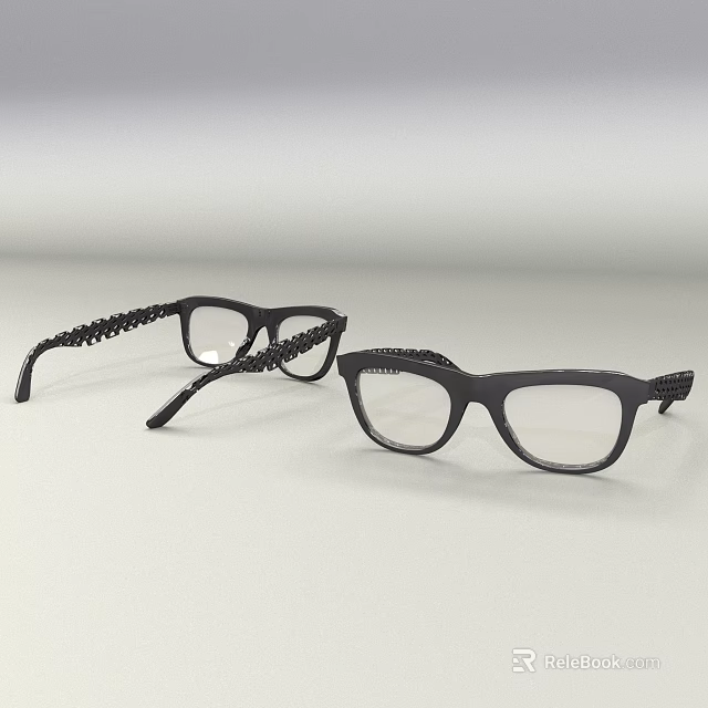 Two Pairs Of Black Frame Eyeglasses With Clear Lenses And Sleek Temple Design Details 3d model 