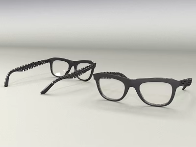 Two Pairs Of Black Frame Eyeglasses With Clear Lenses And Sleek Temple Design Details 3d model