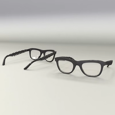 Two Pairs Of Black Frame Eyeglasses With Clear Lenses And Sleek Temple Design Details 3d model