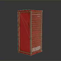 Red Shipping Container Storage Structure With Metal Frame And Industrial Design