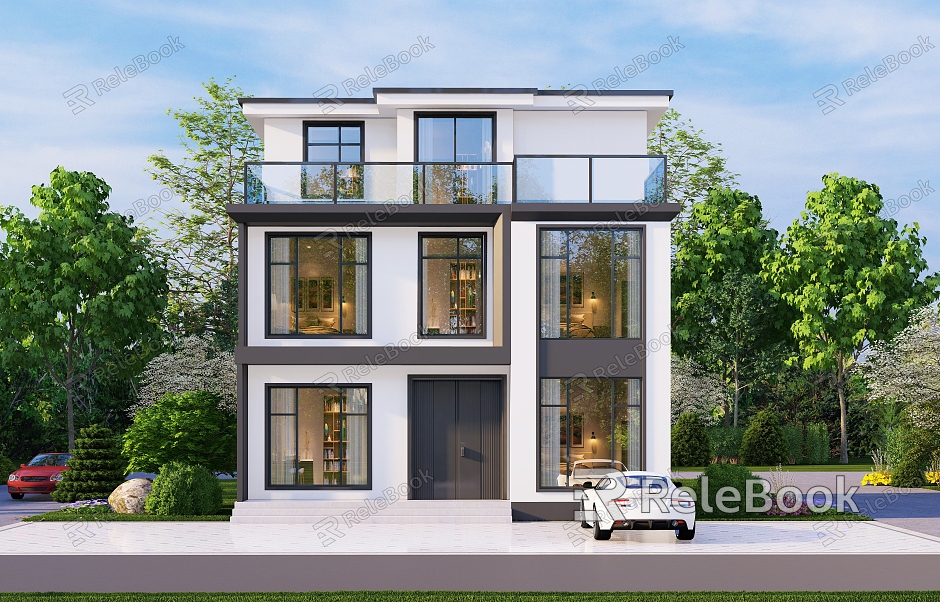 Three-story single-family villa exterior su model model