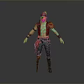 Man Dressed As Pirate With Red Headband Green Tattoos Black Vest And Green Pants