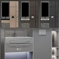 Modern Bathroom Vanity Design With Wooden Cabinet Mirror LED Lighting And Stone Countertop
