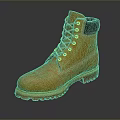 Yellow Work Boots With Orange Laces Black Collar And Durable Rubber Sole