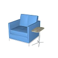 Blue Single Sofa With Metal Legs And Side Table On Marble Floor 3d model