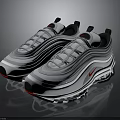 White And Gray Streamlined Sneakers With Red Logo White Laces And Air Cushion Sole