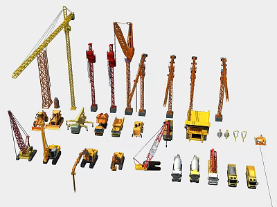 Modern tower crane engineering equipment combined crane 3d model