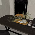 Modern Dining Table Set With Decorative Vase Books And Comfortable Chairs