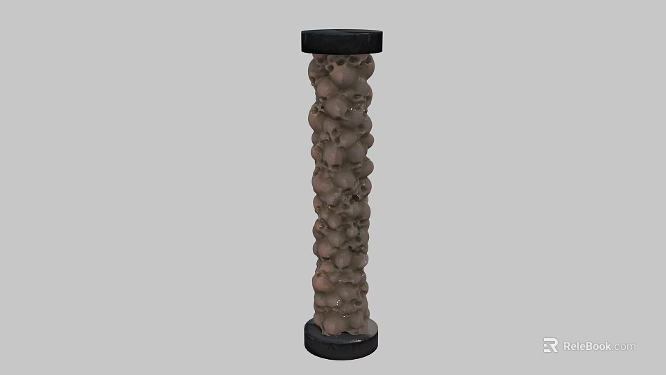 Skull Decorative Column with Stacked Skulls and Black Top Bottom 3d model 