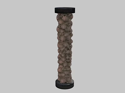 Skull Decorative Column with Stacked Skulls and Black Top Bottom 3d model