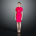 Elegant Red Short Sleeved Fitted Dress Modern Stylish Design For Women