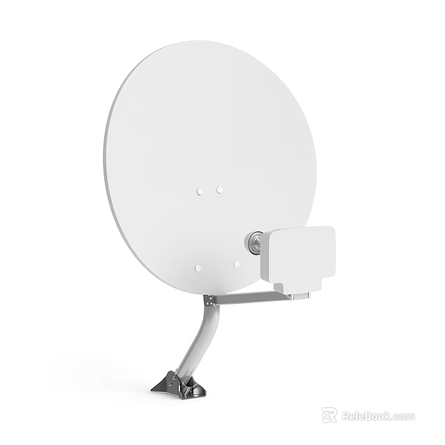 White Satellite Dish With Mount For Signal Reception And Outdoor Installation 3d model 