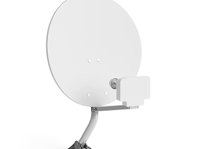 White Satellite Dish With Mount For Signal Reception And Outdoor Installation 3d model