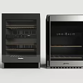 Modern Kitchen Appliances With Black Silver Finish Glass Door And Interior Shelves