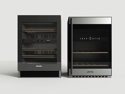 Modern Kitchen Appliances With Black Silver Finish Glass Door And Interior Shelves 3d model
