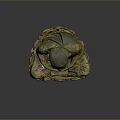 Ancient Bronze Statue of Sitting Man With Hands Clasped in Traditional Pose