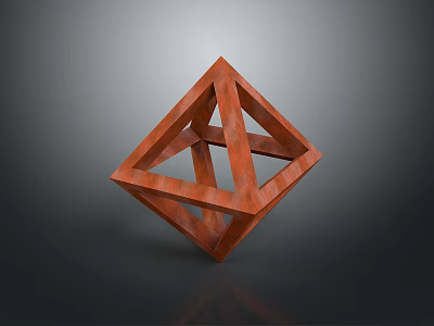 Modern Red Wooden Geometric Abstract Decorative Ornament For Home Interior Space 3d model