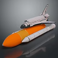 Space Shuttle With NASA Logo On Orange Rocket Booster Display Model 3d model