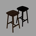 Wooden Bar Stools with Light and Dark Tones Simple Design and Upholstered Seat