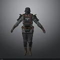 Military Character Model With Armored Outfit Helmet And Tactical Gear