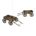 Vintage Wooden Hand Carts With Spoked Wheels And Rustic Design