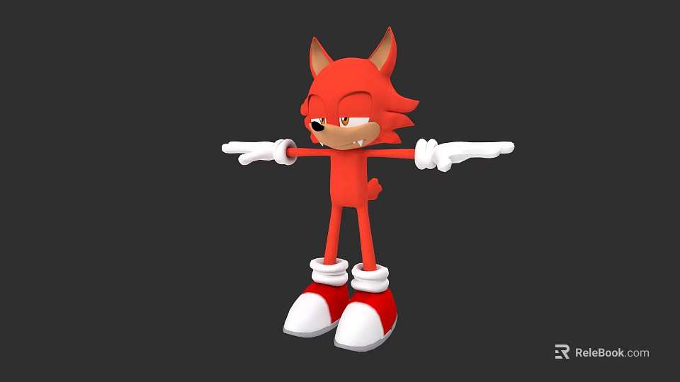 Red Hedgehog Game Movie Character With Spiky Fur White Gloves Red White Shoes Standing Pose 3d model 