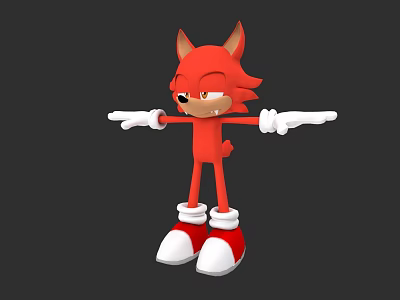 Red Hedgehog Game Movie Character With Spiky Fur White Gloves Red White Shoes Standing Pose 3d model