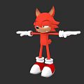 Red Hedgehog Game Movie Character With Spiky Fur White Gloves Red White Shoes Standing Pose