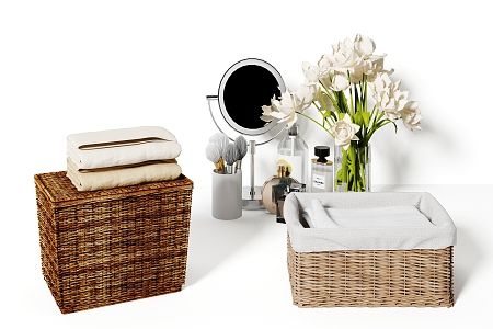 Modern Storage Basket Laundry Basket Bamboo Basket 3d model