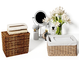 Modern Storage Basket Laundry Basket Bamboo Basket 3d model