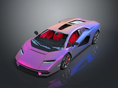 Sleek Pink Purple Sports Car With Red Seats And Alloy Wheels Design 3d model