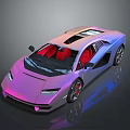 Sleek Pink Purple Sports Car With Red Seats And Alloy Wheels Design