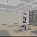 Woman Doing Fitness Exercise With Stability Ball On Yoga Mat In Bright Gym Studio