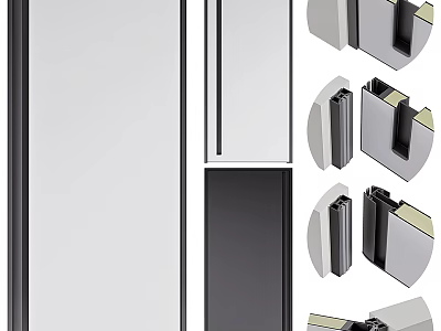 Swing Door Structure Components Detailed View With Hinge and Frame Design Elements 3d model