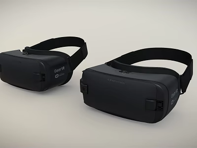 Black Virtual Reality Headset Gear VR Design With Comfortable Straps 3d model