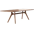 Solid Wood Walnut Dining Table With Modern Trestle Leg Design And Sleek Surface 3d model