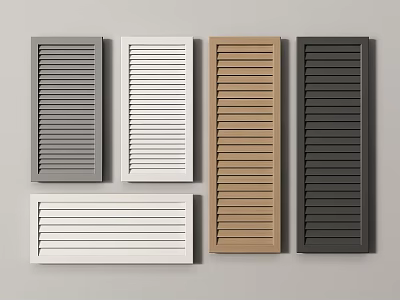 Modern Slatted Wardrobe Doors in Gray White Beige and Dark Brown with Vertical Slats 3d model