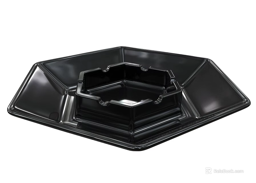 Black Octagonal Plastic Storage Tray With Divided Compartments For Home Use 3d model 