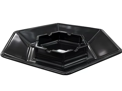 Black Octagonal Plastic Storage Tray With Divided Compartments For Home Use 3d model