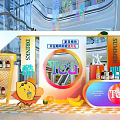 Vibrant Tea Shop Display With Drinks Strawberry Fresh Fruits And Cartoon Character