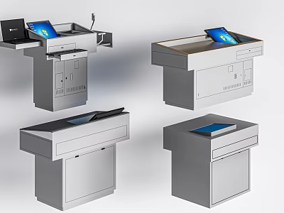 Modern Office Desk Designs With Digital Screens Drawers And Storage Features 3d model