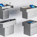 Modern Office Desk Designs With Digital Screens Drawers And Storage Features