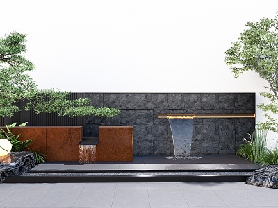 New Chinese style waterscape wall courtyard landscape wall model