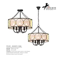 Vintage Circular Chandelier With Glass Shades Metal Chains And Decorative Bulbs