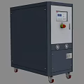 Blue Industrial Equipment With Mobile Wheels Digital Control Panel And Ventilation Grille