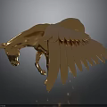 Artistic Golden Winged Horse Sculpture with Detailed Feathers and Shiny Surface