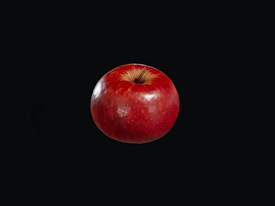 Close Up View of Fresh Red Shiny Apple on Black Background 3d model